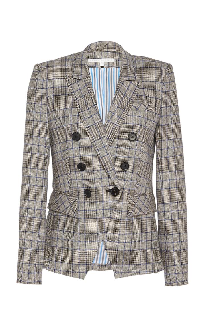Veronica Beard Miller Dickey Double-breasted Plaid Blazer