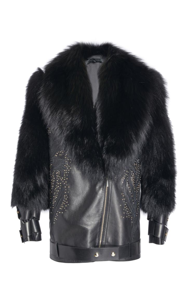 Elie Saab Fox Fur And Leather Moto Jacket
