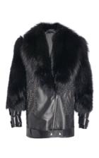 Elie Saab Fox Fur And Leather Moto Jacket