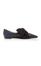Tabitha Simmons Evangeline Bow-embellished Leather Flats