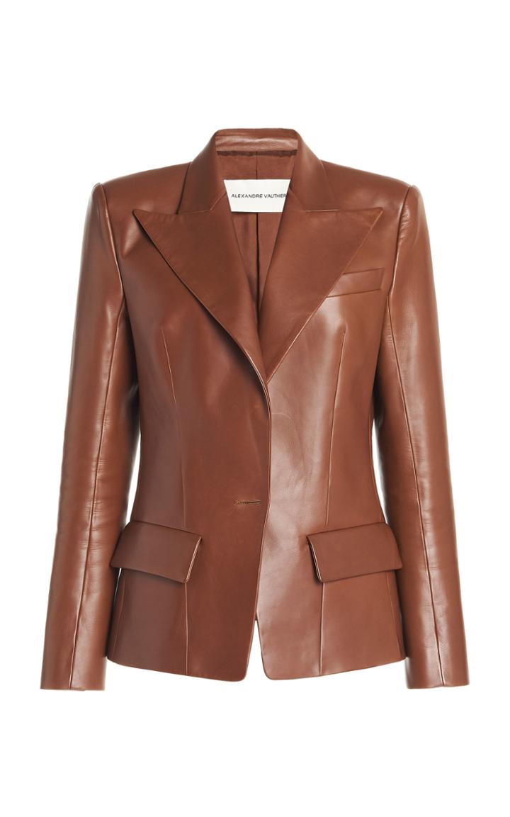 Moda Operandi Alexandre Vauthier Single Breasted Leather Blazer