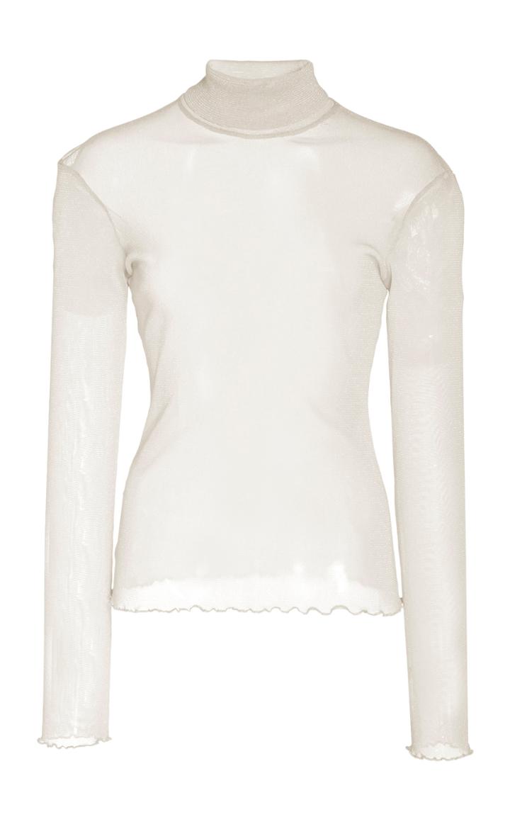Jonathan Simkhai Shimmer Organza Turtleneck Top