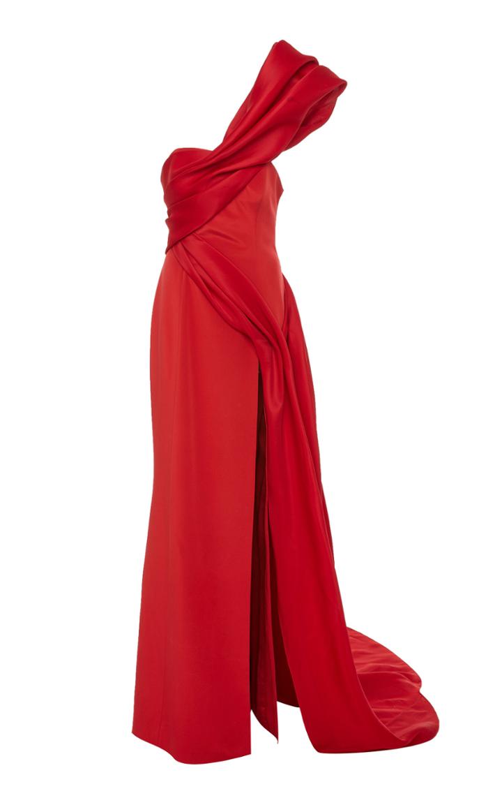 Prabal Gurung Sculptural Shoulder Draped Gown