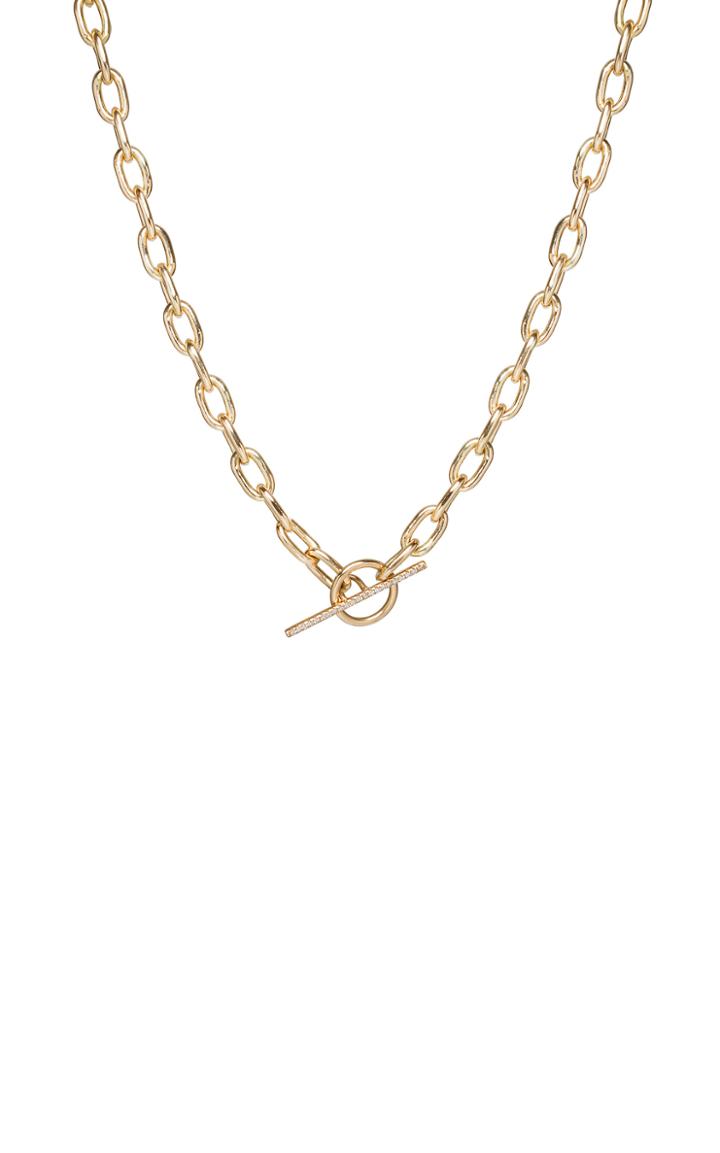 Zoe Chicco 14k Yellow Gold And Diamond Toggle Necklace