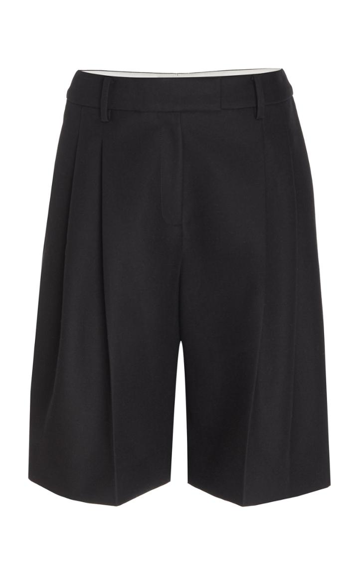 Khaite Bailey Pleated Cotton Shorts