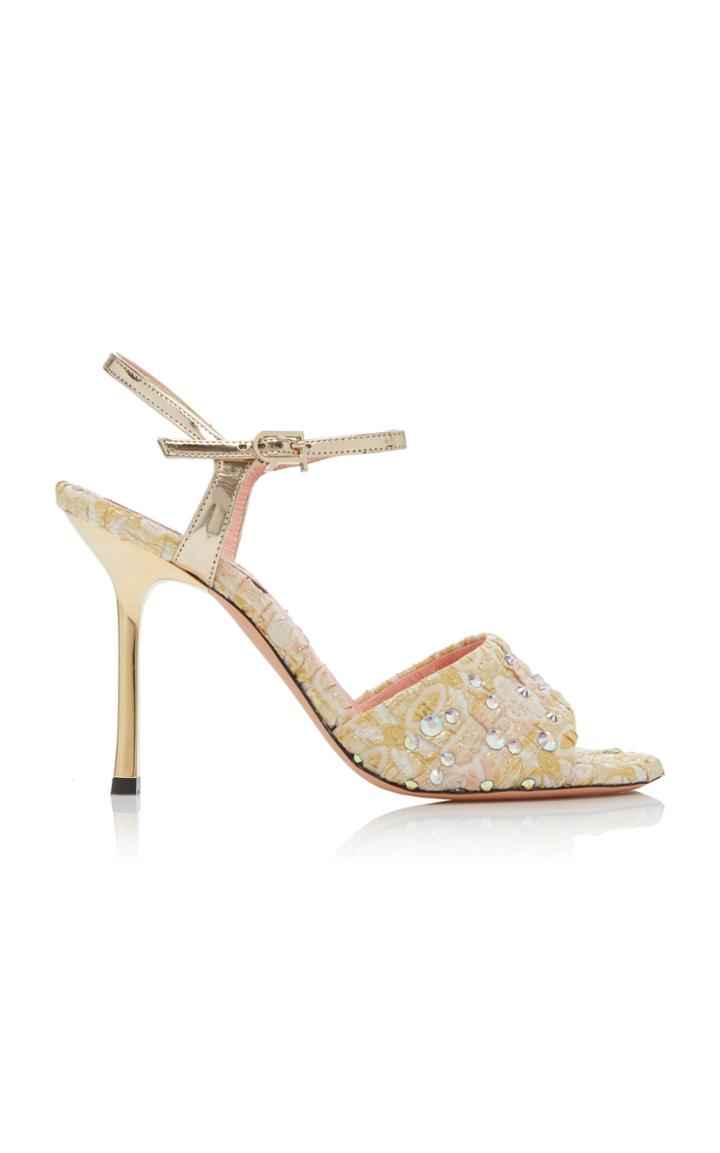Rochas Crystal-embellished Leather Sandals