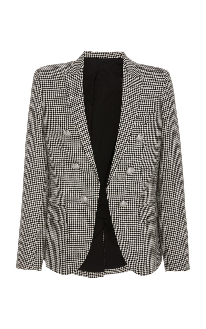 Balmain Asymmetric Six-button Houndstooth Twill Blazer