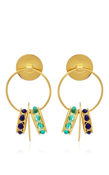 Gripoix Cold Emerald Clip Drop Earrings