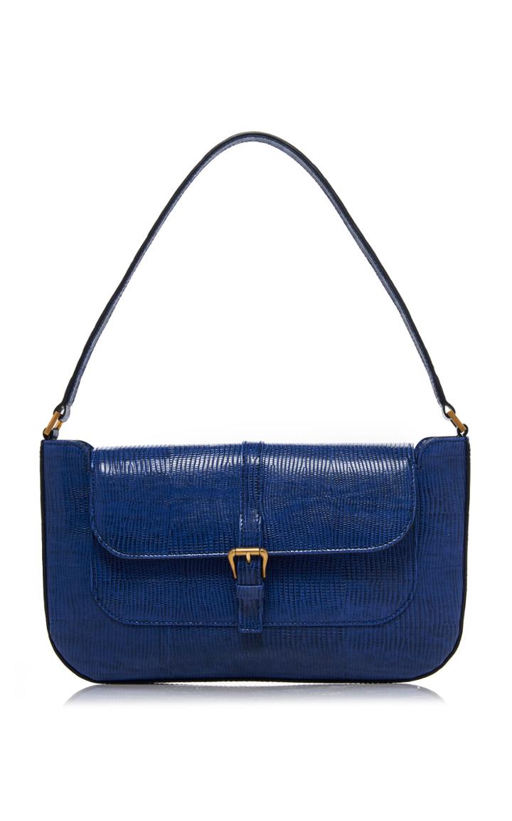 By Far Miranda Lizard Embossed Leather Flap Bag