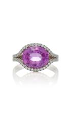 Bayco Platinum Pink Sapphire And Diamond Ring