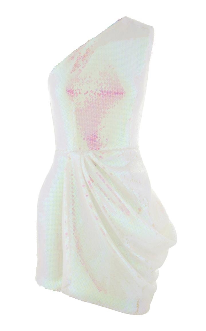 Alex Perry Kea One-shoulder Sequined Chiffon Mini Dress