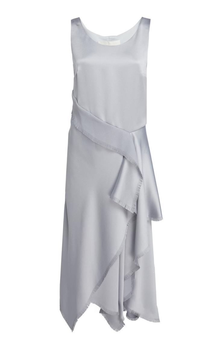 Cdric Charlier Frayed Satin Midi Dress