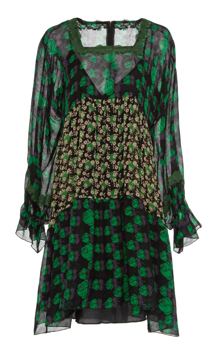 Anna Sui Mixed-floral Chiffon Mini Dress