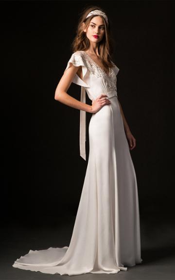 Temperley London Bridal Celeste V-neck Gown With Embroidered Bodice