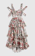 Moda Operandi Brock Collection Samanta Tiered Floral Taffeta Cold-shoulder Maxi Dres