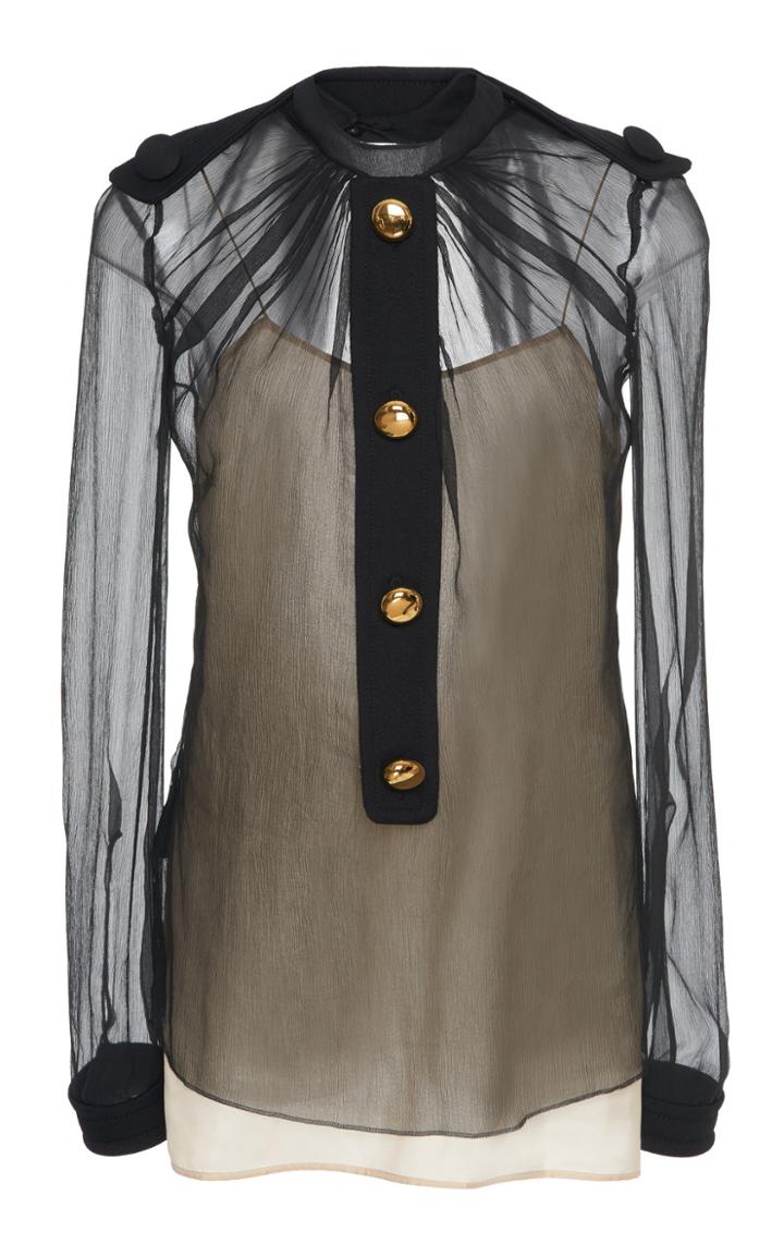 Prada Silk Chiffon Cut Out Blouse