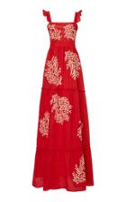 Moda Operandi Agua By Agua Bendita Herbarium Coralina Embroidered Maxi Dress Size: X
