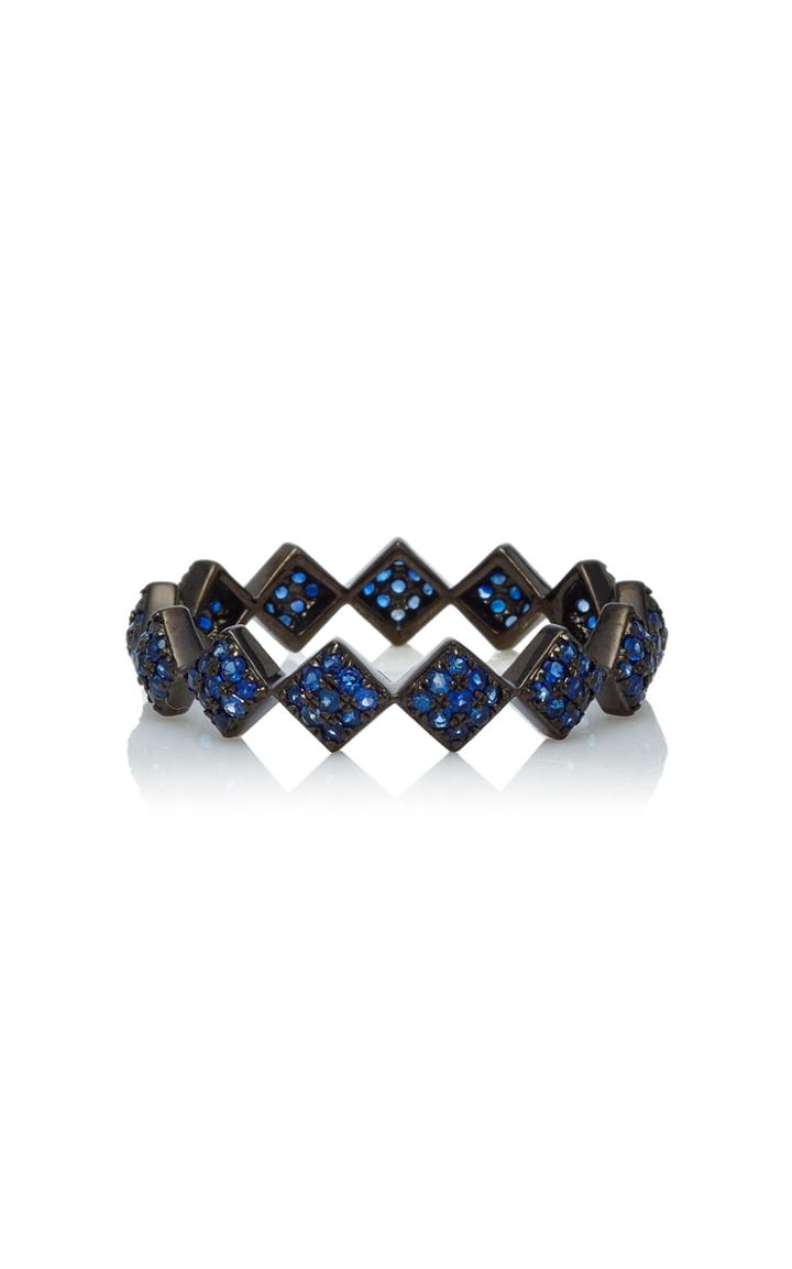 Ofira 18k Black Gold Sapphire Tattoo Band Ring