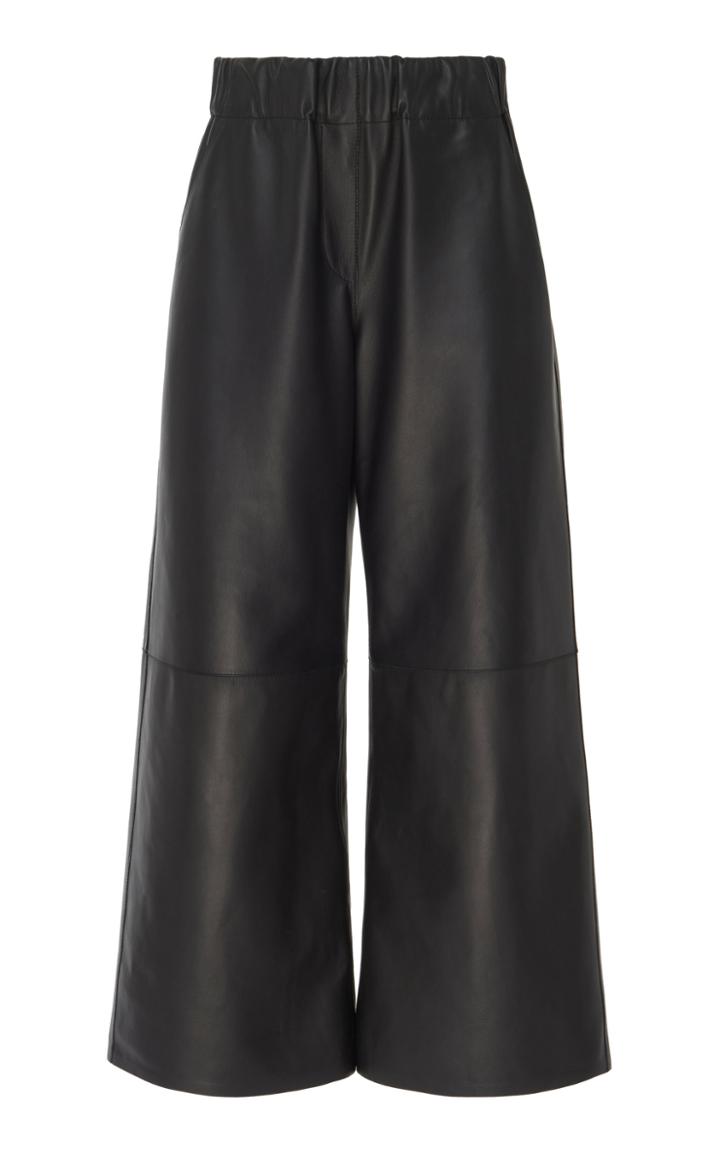 Loewe Cropped Leather Wide-leg Trousers