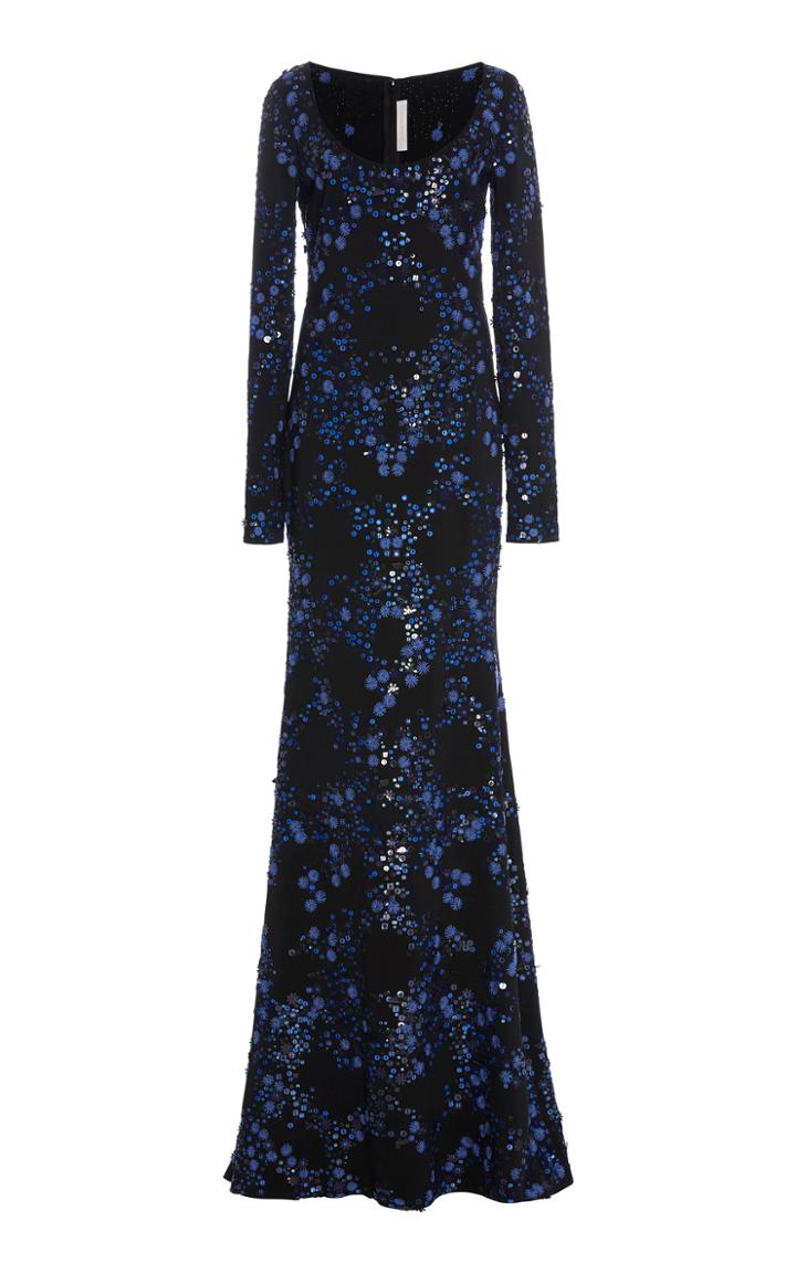 Naeem Khan Embellished Long Sleeve Gown