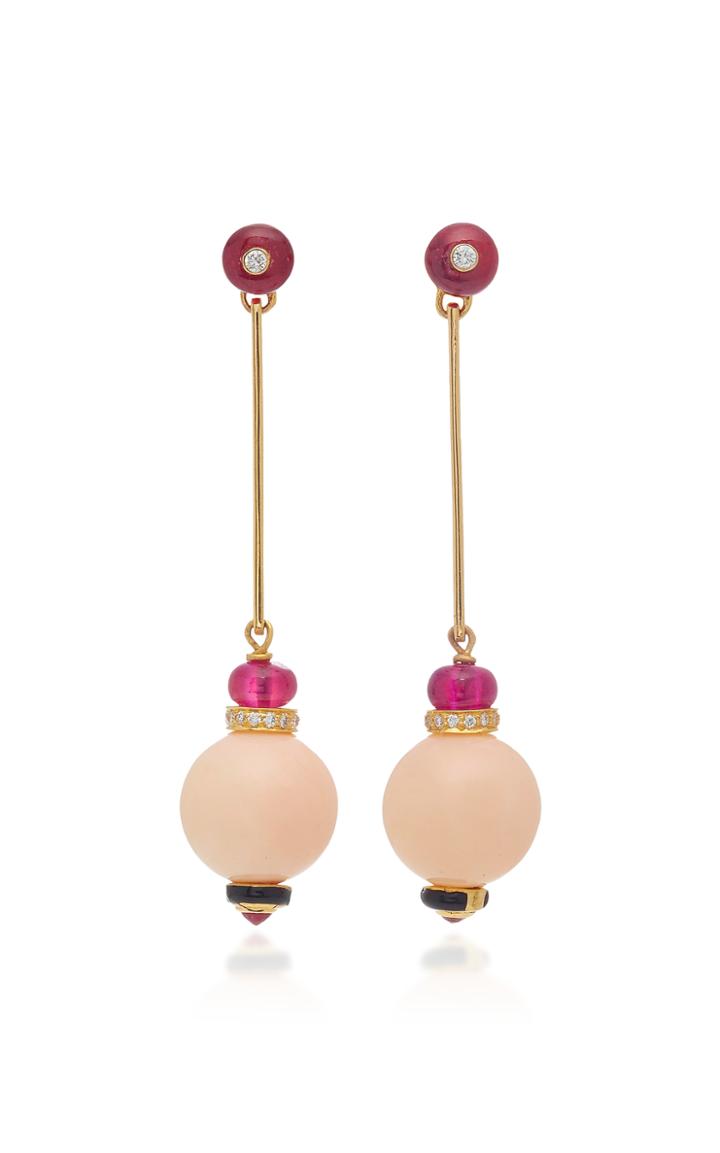 Hanut Singh Pink Shell Coral Earrings