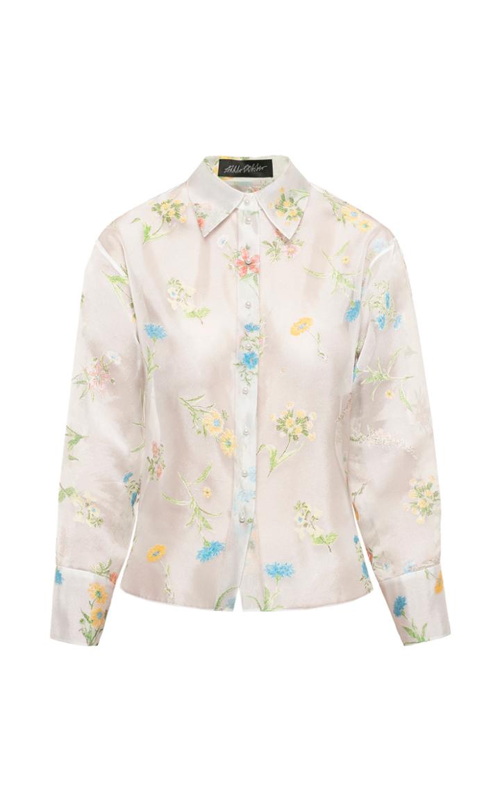 Moda Operandi Anna October Calm Morning Floral-print Organza Shirt Size: Xs