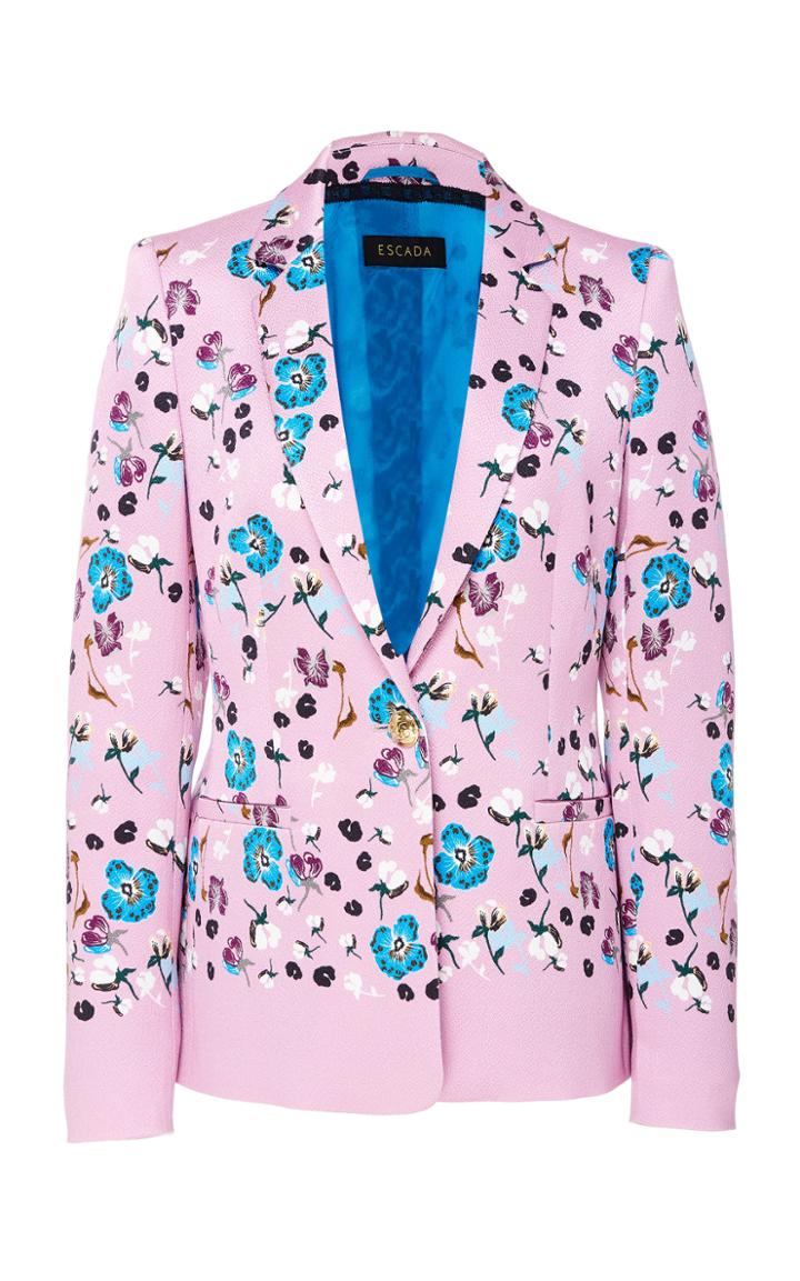 Escada Brikenenaton Floral Printed Cotton-blend Blazer