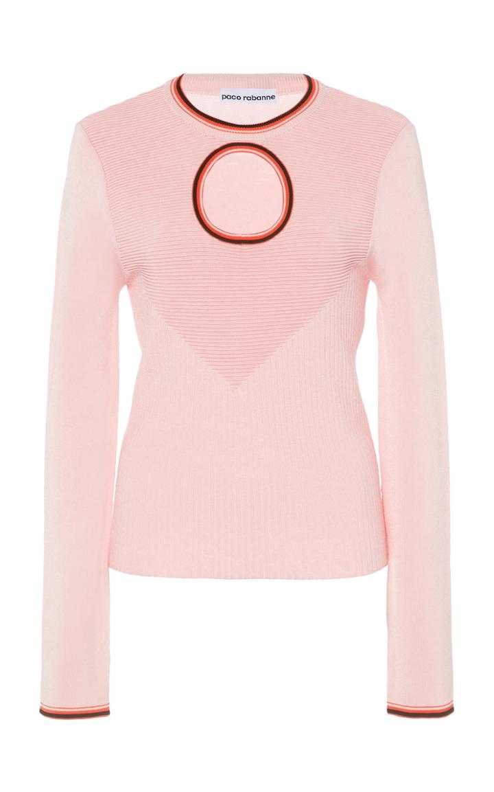 Moda Operandi Paco Rabanne Contrast-trim Cutout Ribbed-knit Sweater Size: Xs