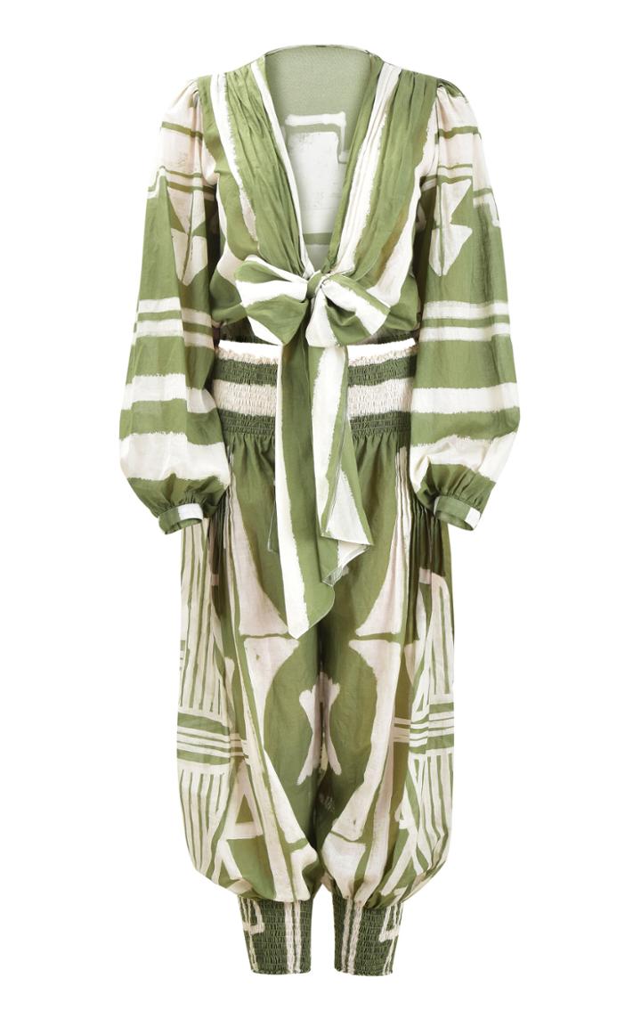 Moda Operandi Johanna Ortiz Geografia Botanica Smocked Printed Cotton Pants
