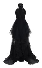 Alberta Ferretti Halter Neck Ruffle Tulle Gown