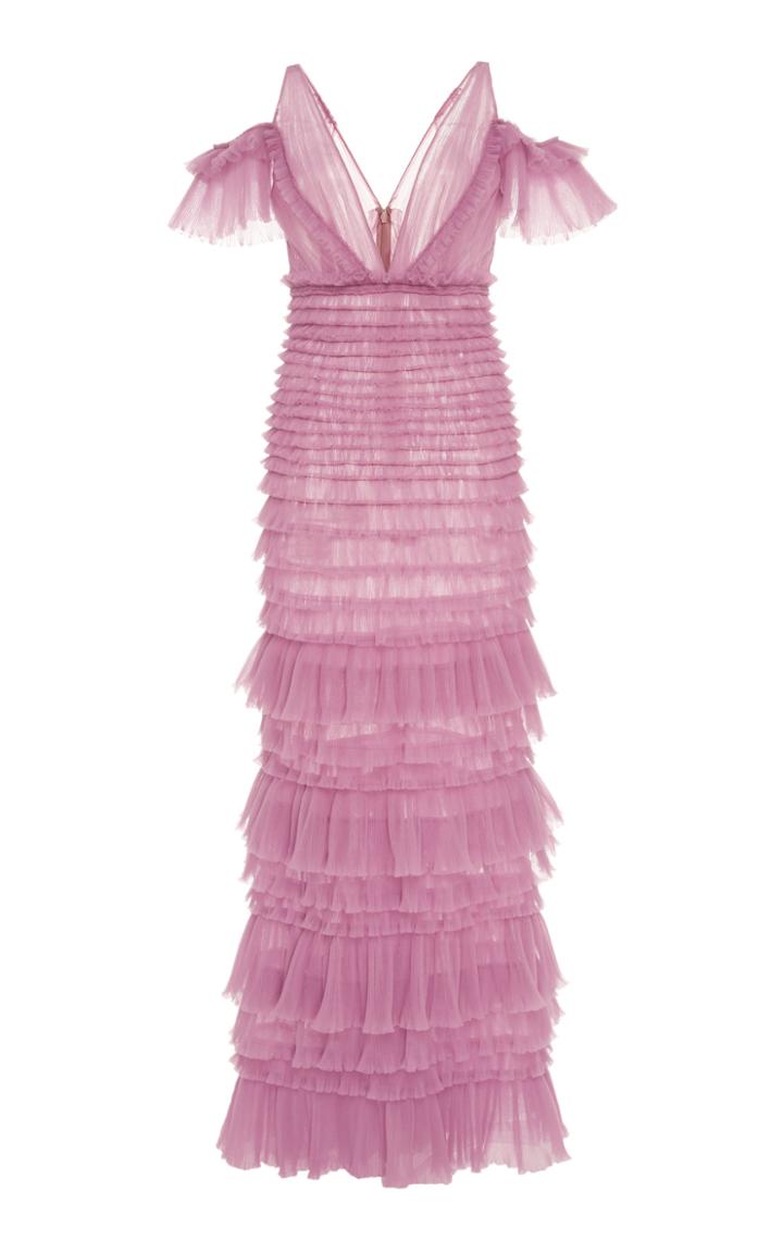 J. Mendel Off-the-shoulder Tiered Tulle Gown