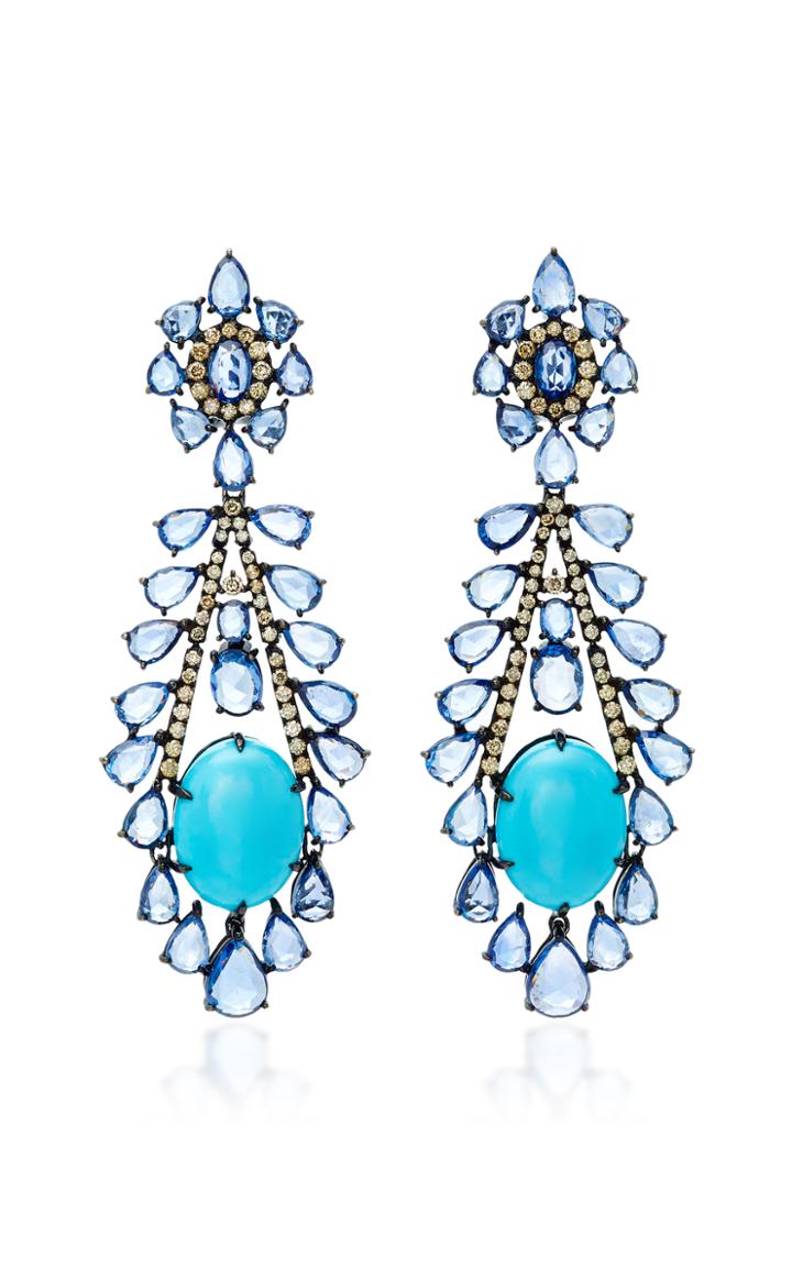 Sutra Turquoise And Sapphire Drop Earrings