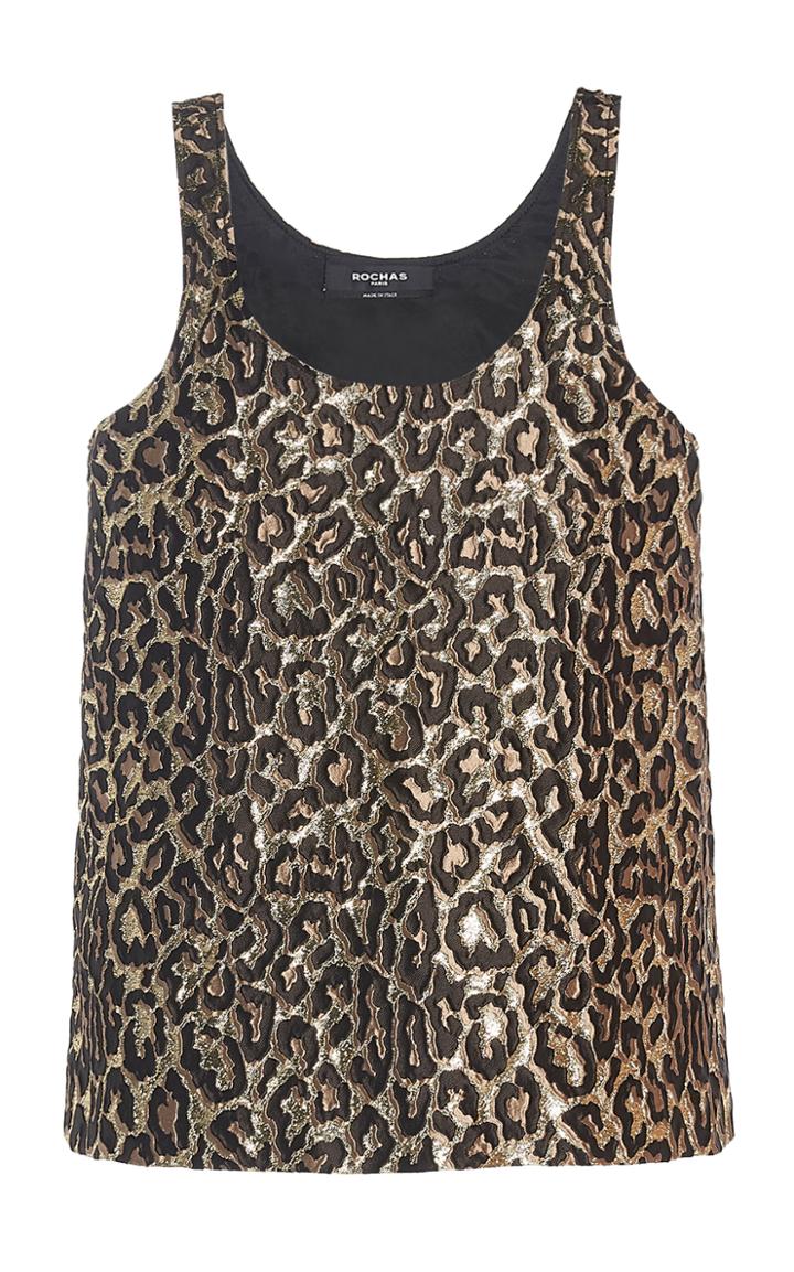 Rochas Octavia Leopard-print Brocade Tank Top