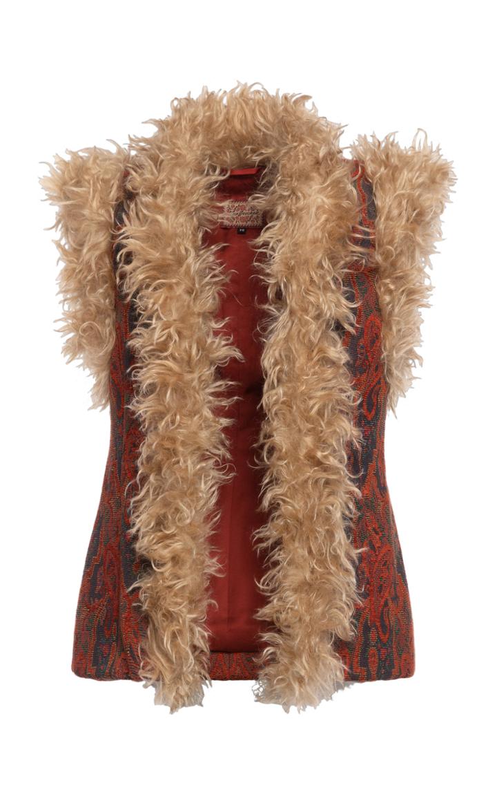 Moda Operandi Lena Hoschek Handicraft Faux Fur-trimmed Jacquard Vest