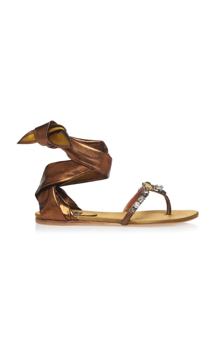 Etro Metallic Wraparound Sandal