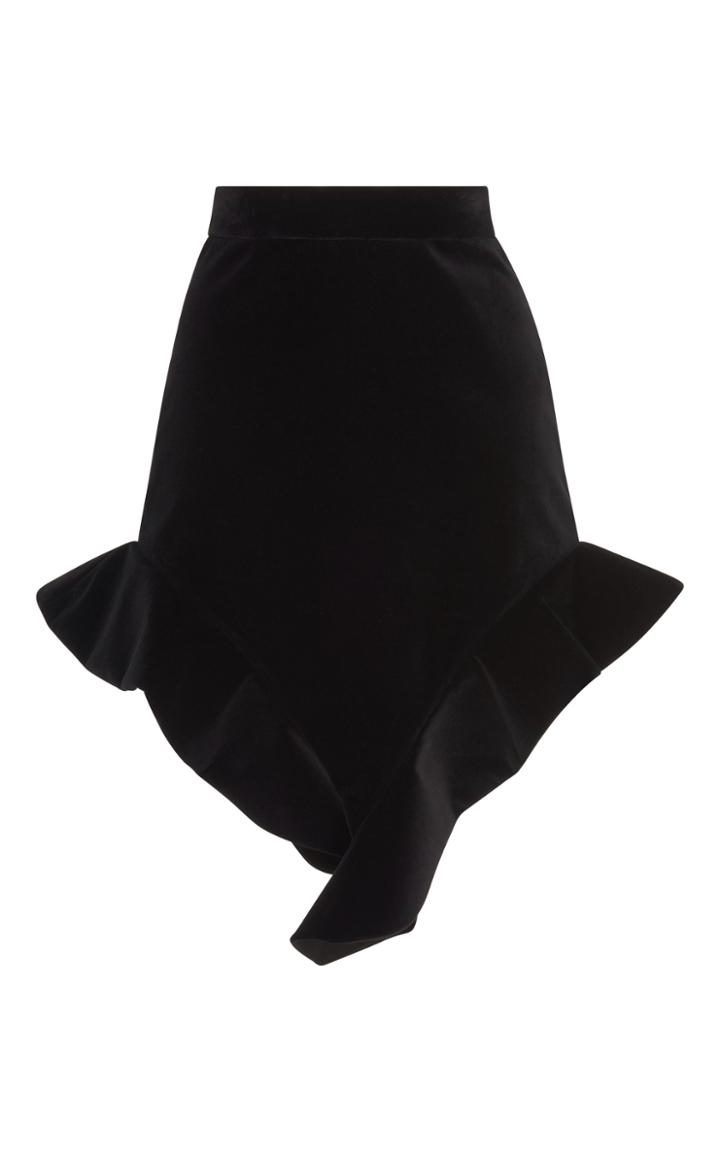 Francesco Scognamiglio Ruffled Velvet Midi Skirt