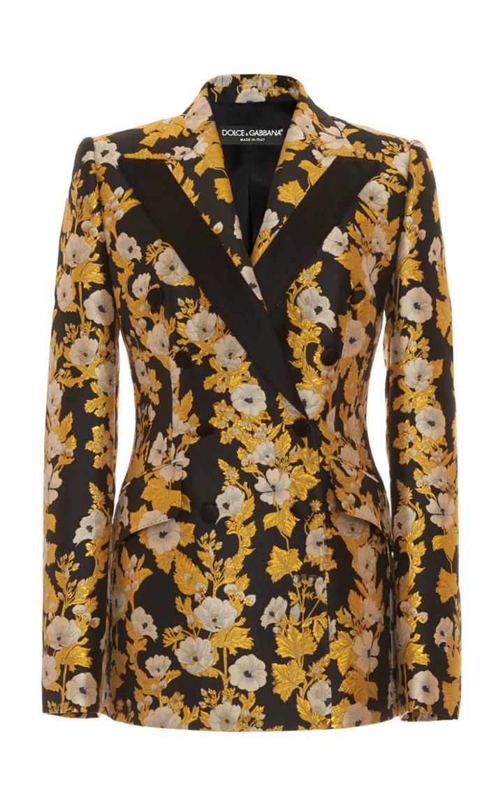 Dolce & Gabbana Floral-printed Double-breasted Jacquard Blazer