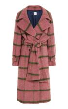 Stella Jean Wool Blend Plaid Double Breasted Coat