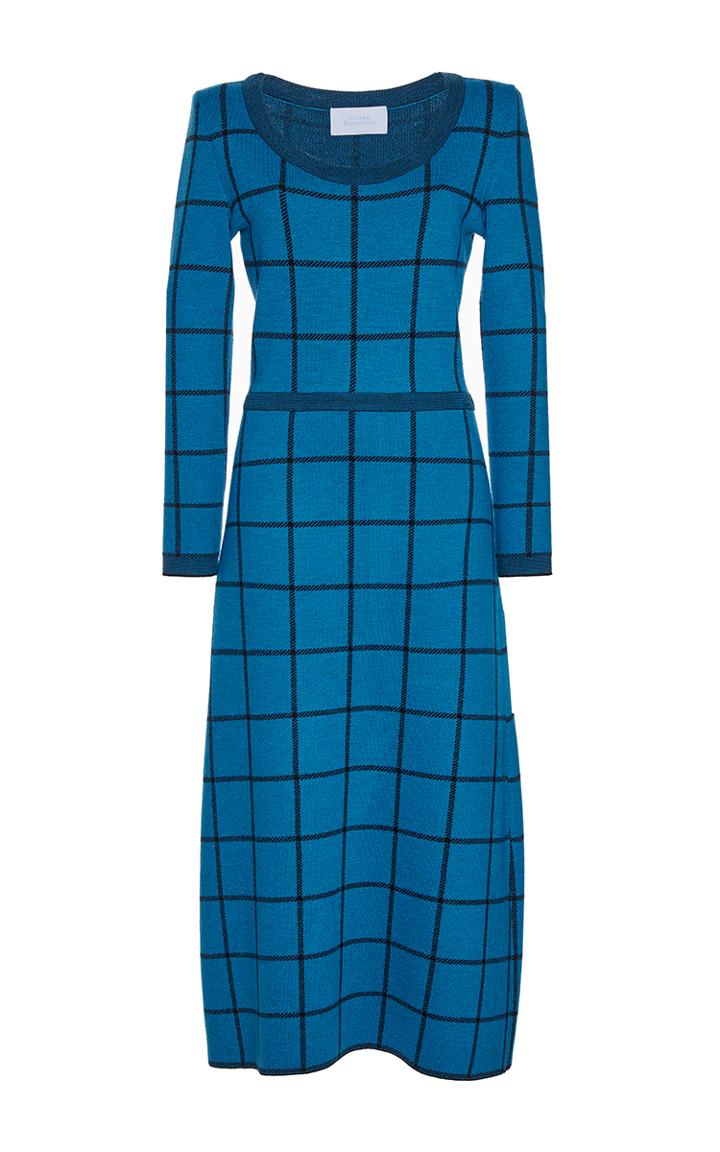Luisa Beccaria Wool Checked Knit Dress