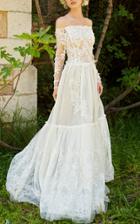 Costarellos Bridal Lace Off-the-shoulder Gown