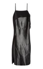 Helmut Lang Draped Satin And Leather Midi Dress