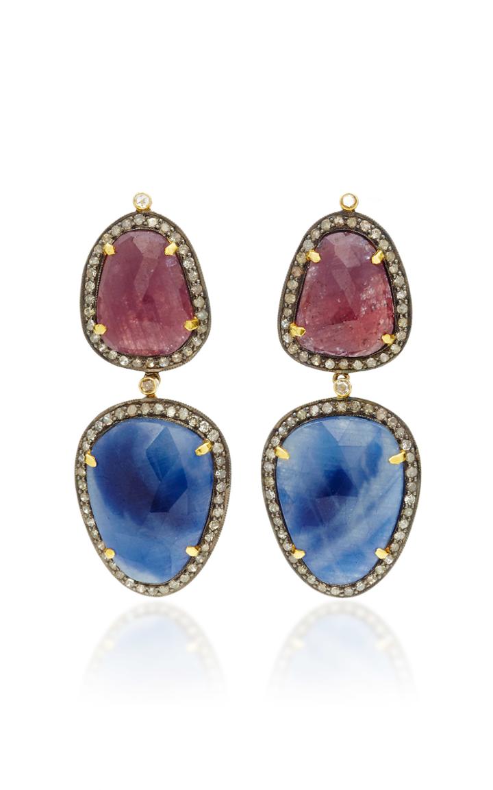 Amrapali Gold Earrings With Diamond & Sapphire