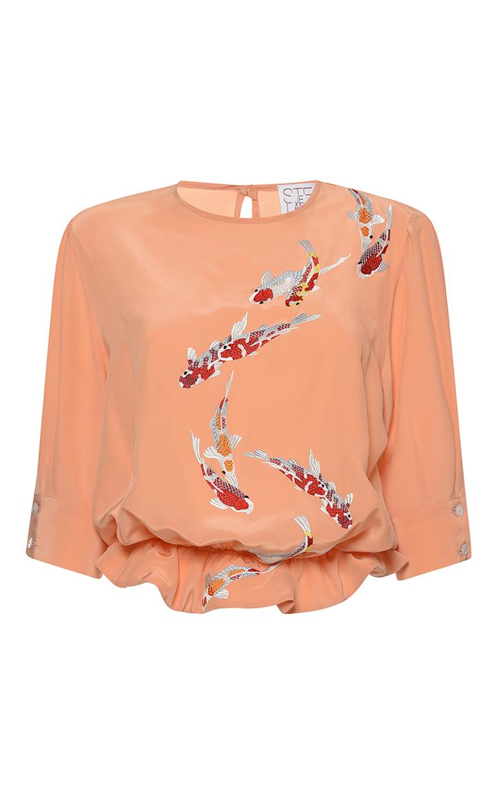 Stella Jean Strana Embroidered Short Sleeve Blouse