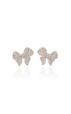 Fallon Puffy Bow Crystal-embellished Rhodium-plated Earrings