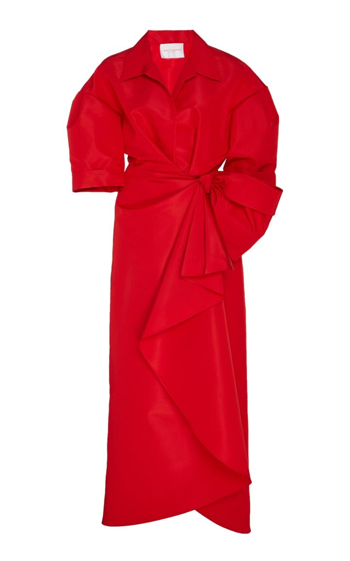 Carolina Herrera Tie-detailed Silk-crepe Midi Dress