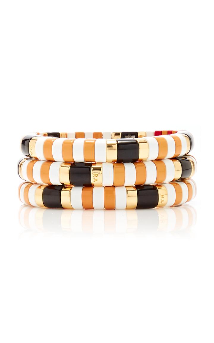 Roxanne Assoulin Set-of-three Brioche Gold-plated Enamel Bracelets