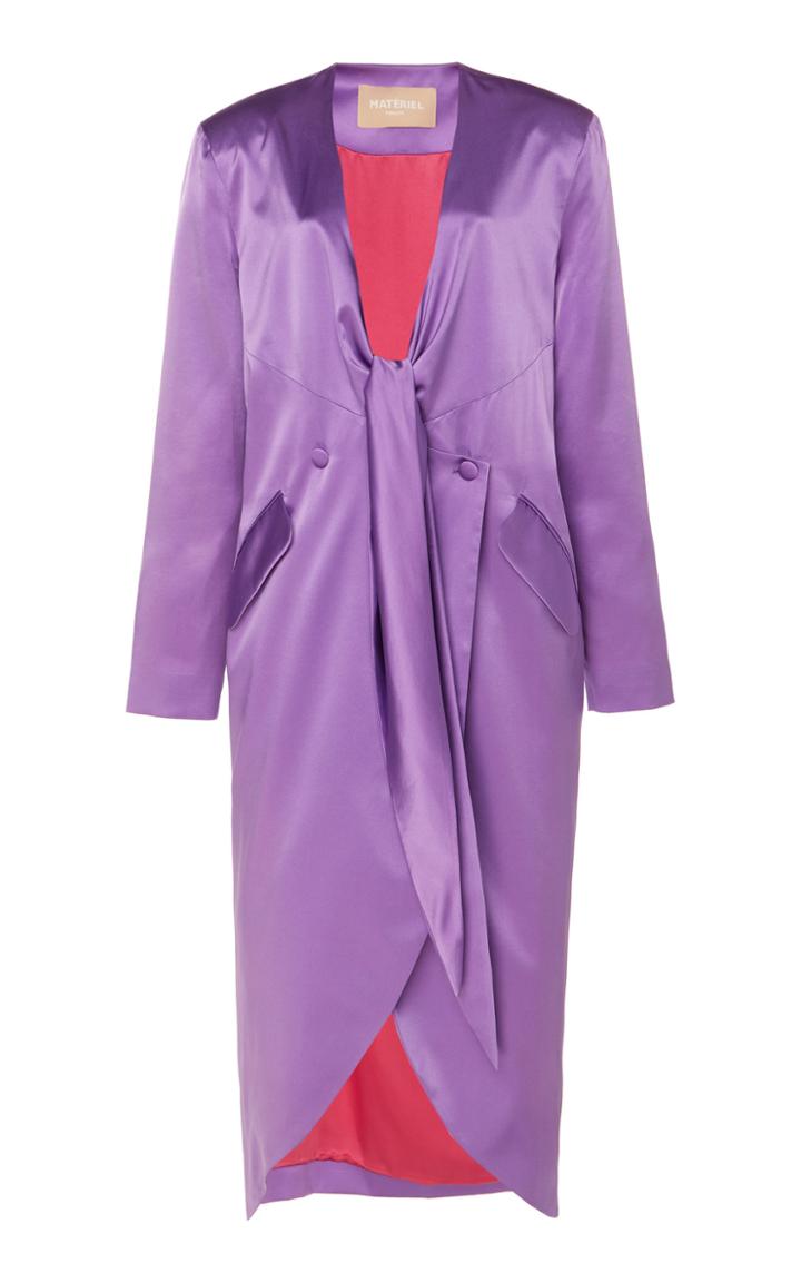 Matriel Front Tie Silk Dress Coat