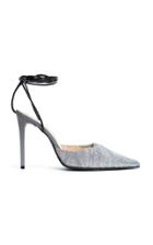 Mach & Mach Leather-trimmed Tied Lurex Pumps