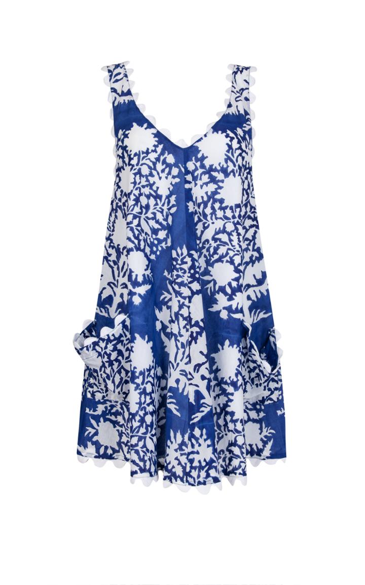 Moda Operandi Juliet Dunn Scallop-trimmed Palladio-print Cotton Mini Dress