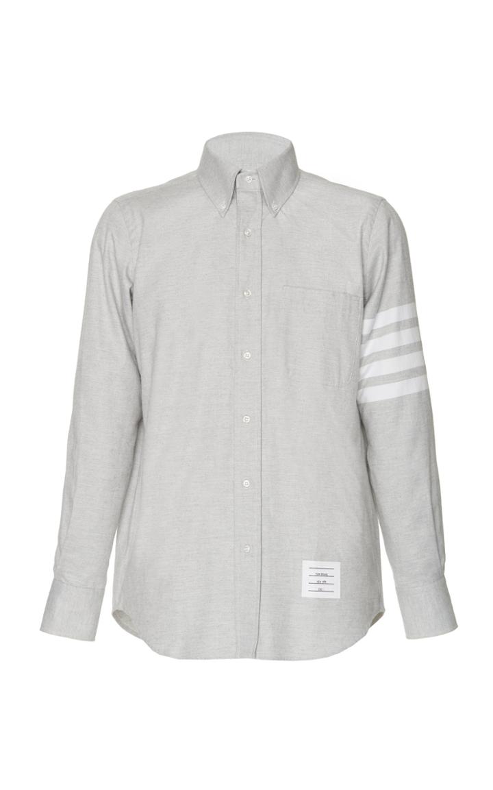 Thom Browne Stripe-detailed Cotton-flannel Button-down Shirt Size: 1